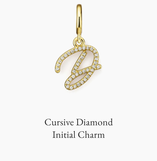 Cursive Diamond Initial Charm