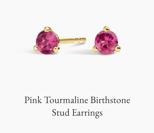 Pink Tourmaline Birthstone Stud Earrings