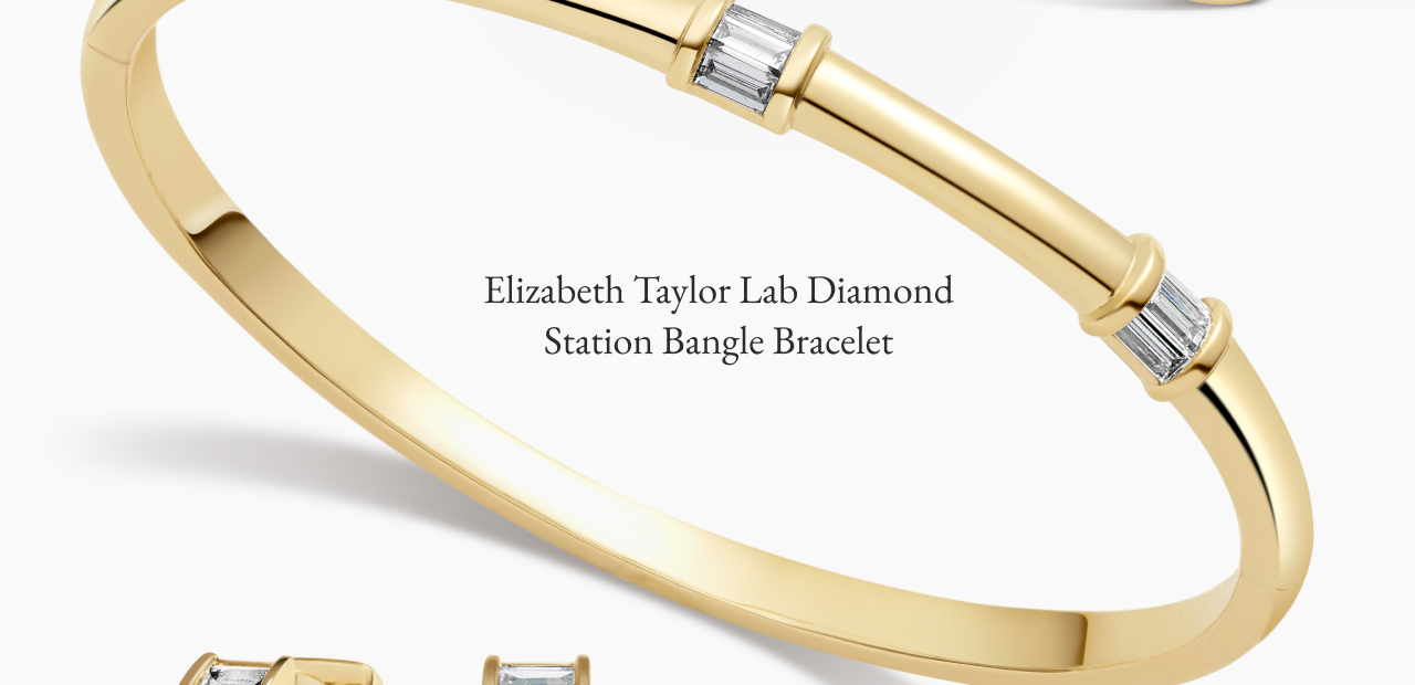 Elizabeth Taylor Lab Diamond Station Bangle Bracelet