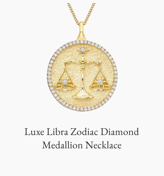 Luxe Libra Zodiac Diamond Medallion Necklace