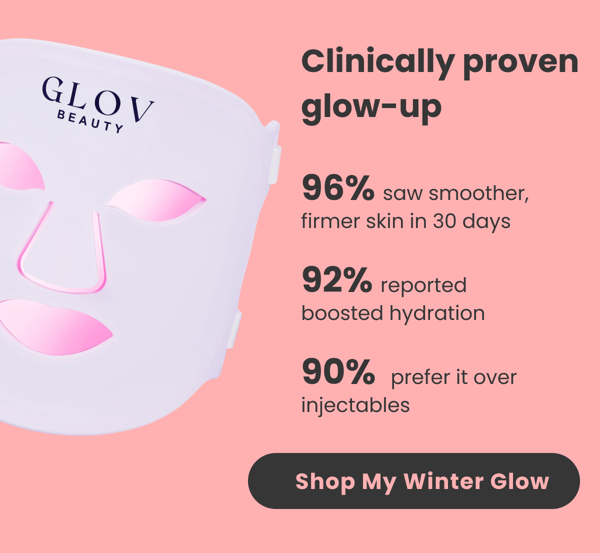 Clinically proven glow-up 96% saw smoother, firmer skin in 30 days 92% reported boosted hydration 90%  prefer it over injectables