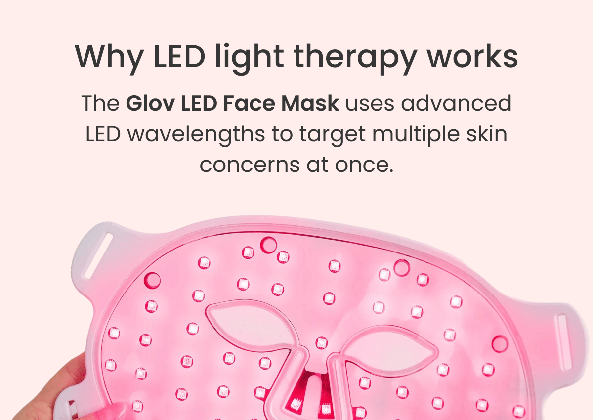 The LED Face Mask uses advanced LED wavelengths to target multiple skin concerns at once.