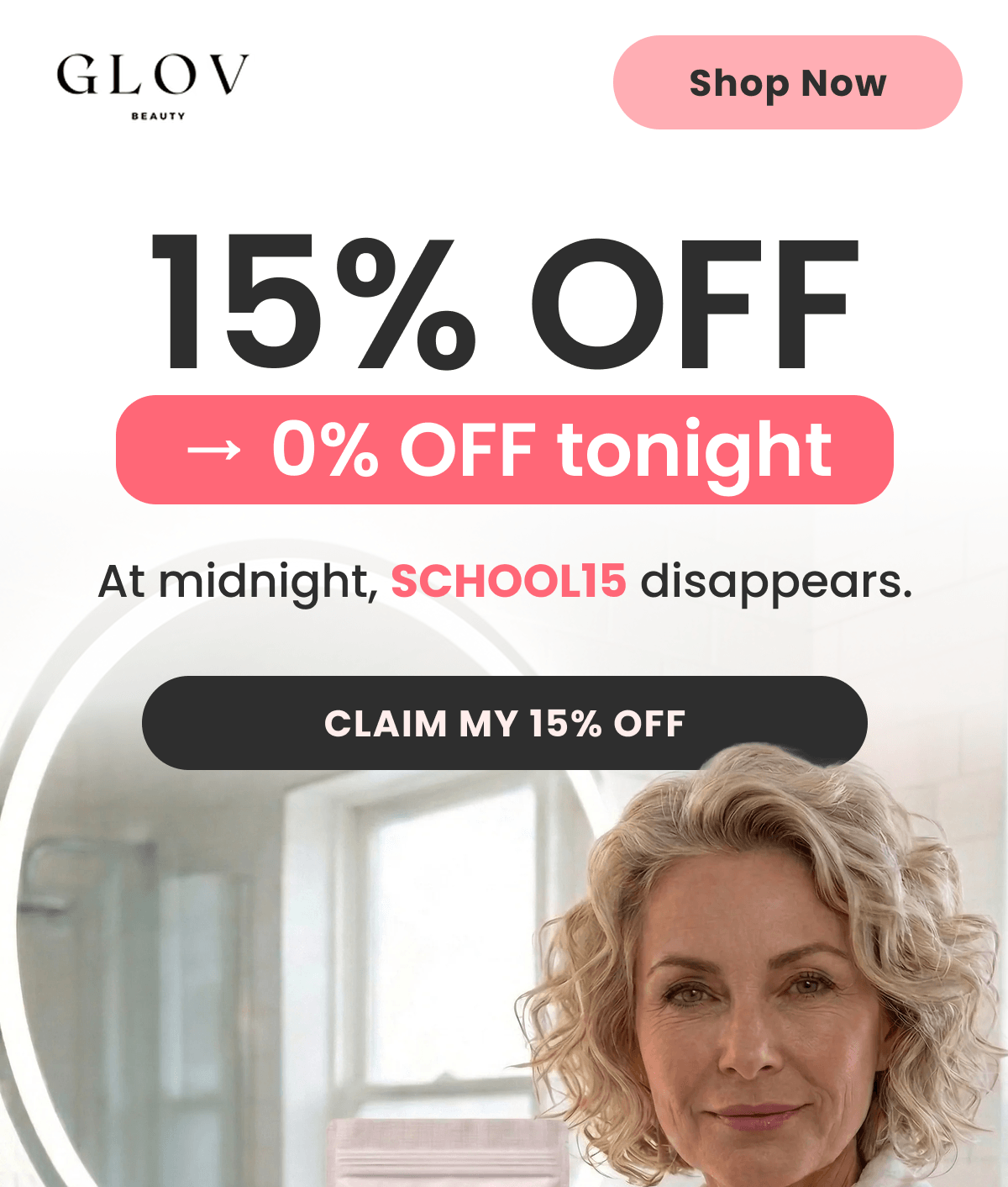 15% OFF → 0% OFF tonight