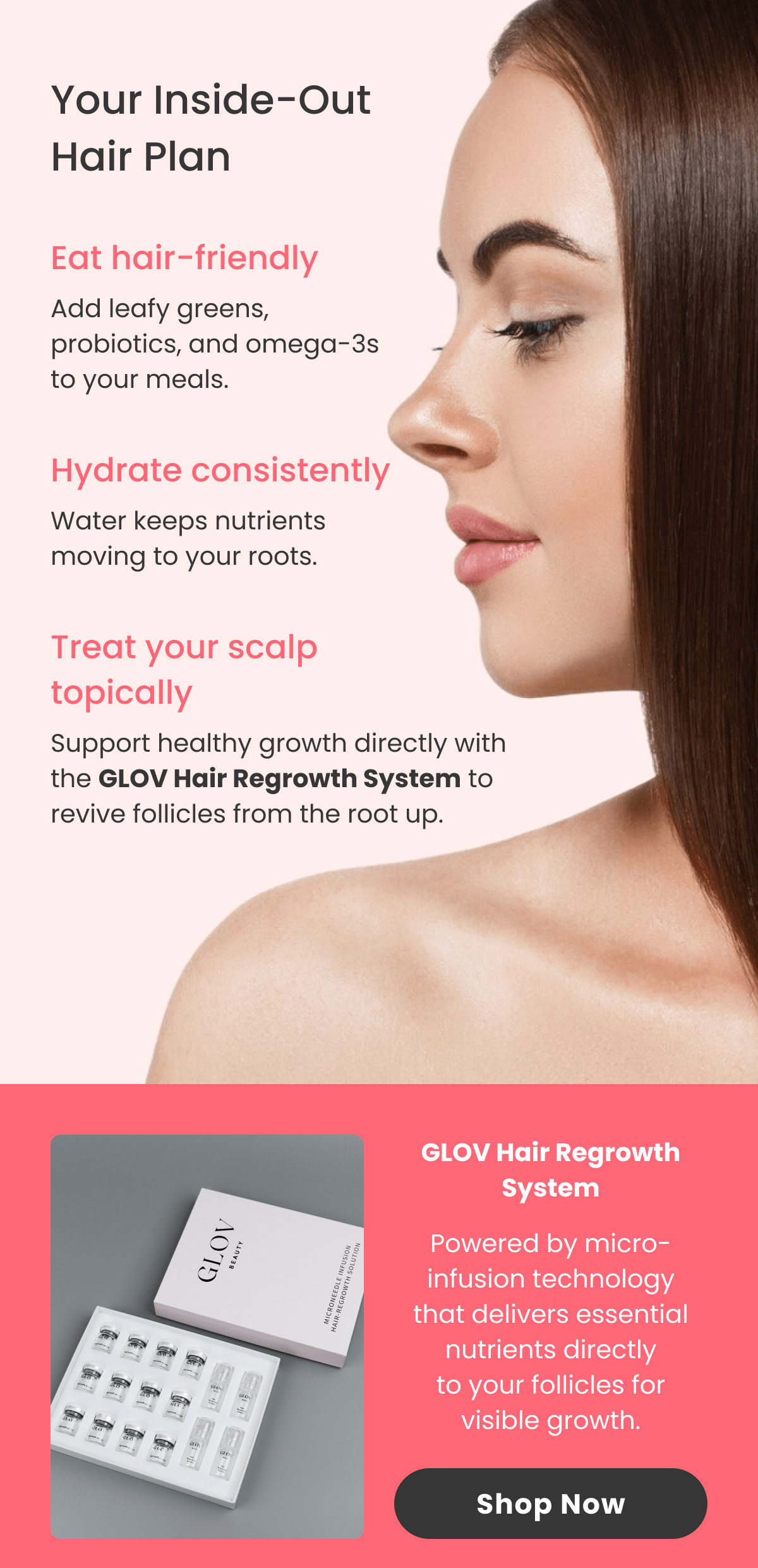 Hair Regrowth System Powered by micro-infusion technology that delivers essential nutrients directly to your follicles for visible growth.