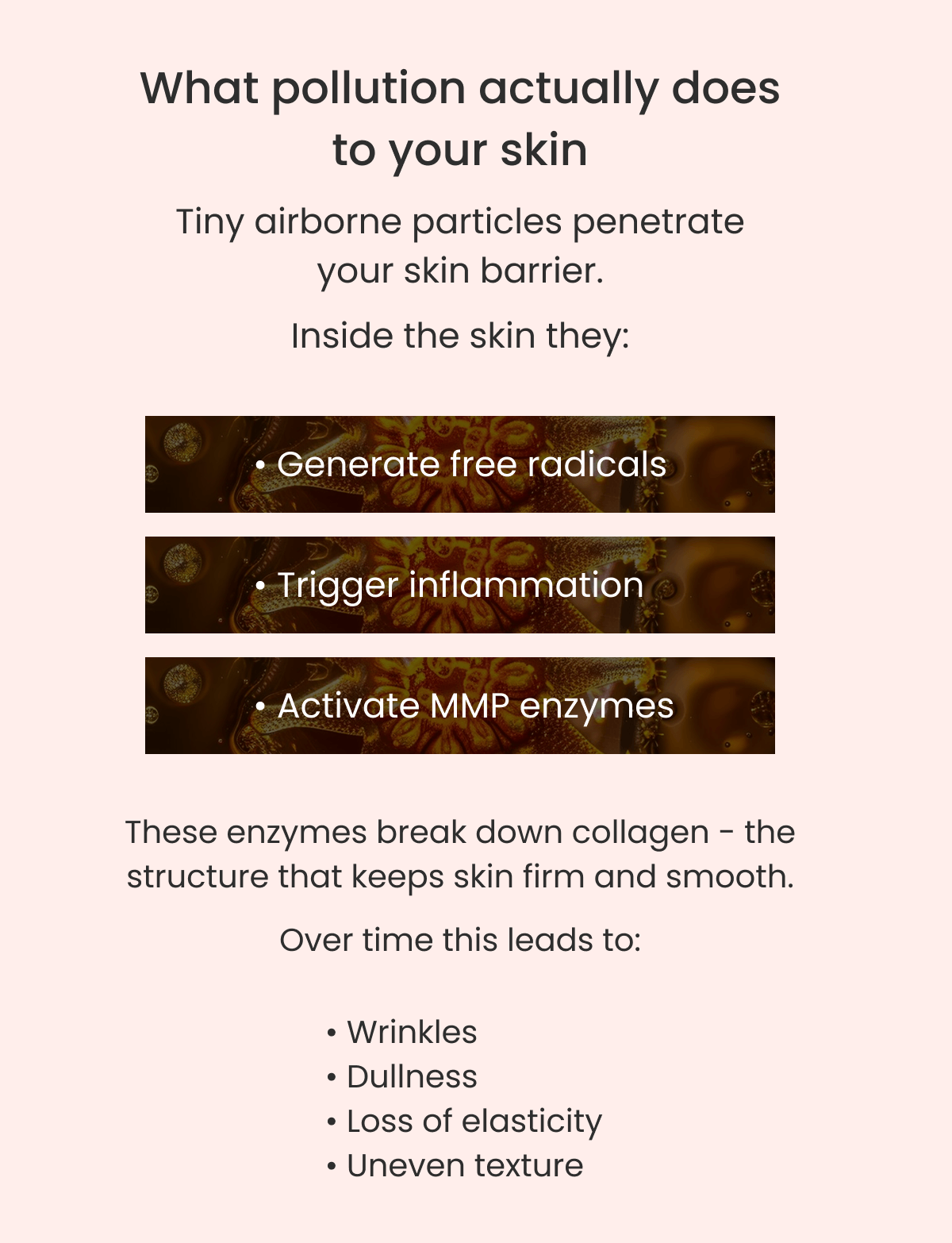 What pollution actually does to your skin Tiny airborne particles penetrate your skin barrier.