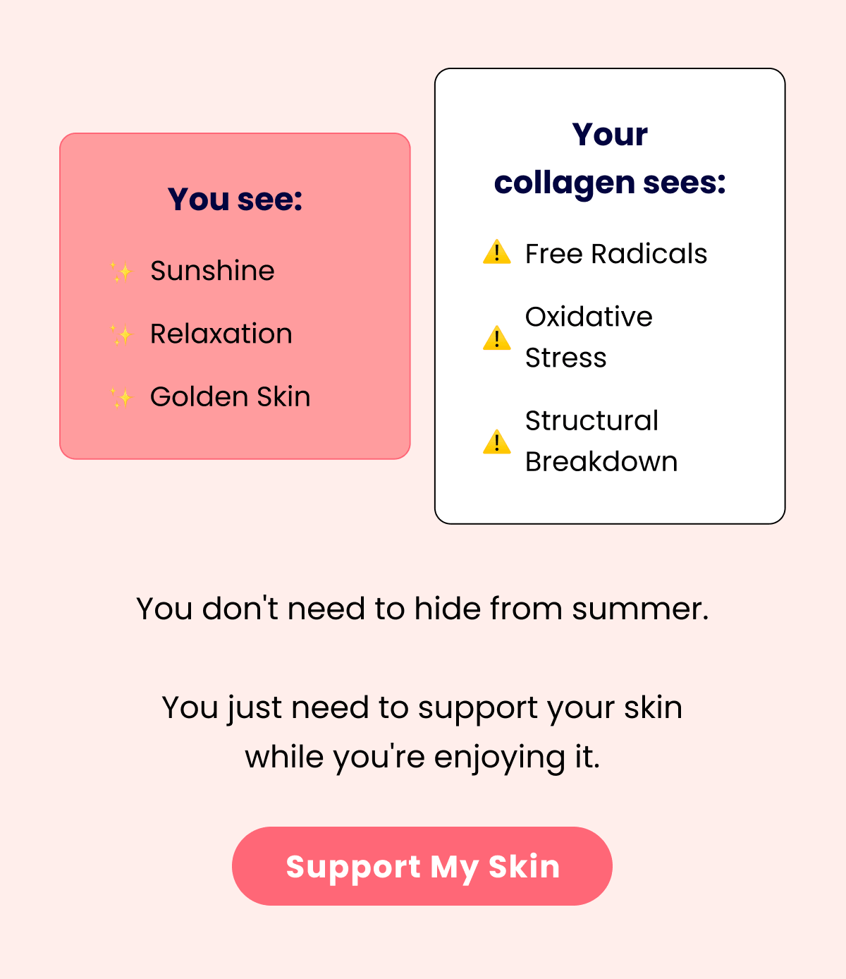 You see: ✨ Sunshine ✨ Relaxation ✨ Golden skin