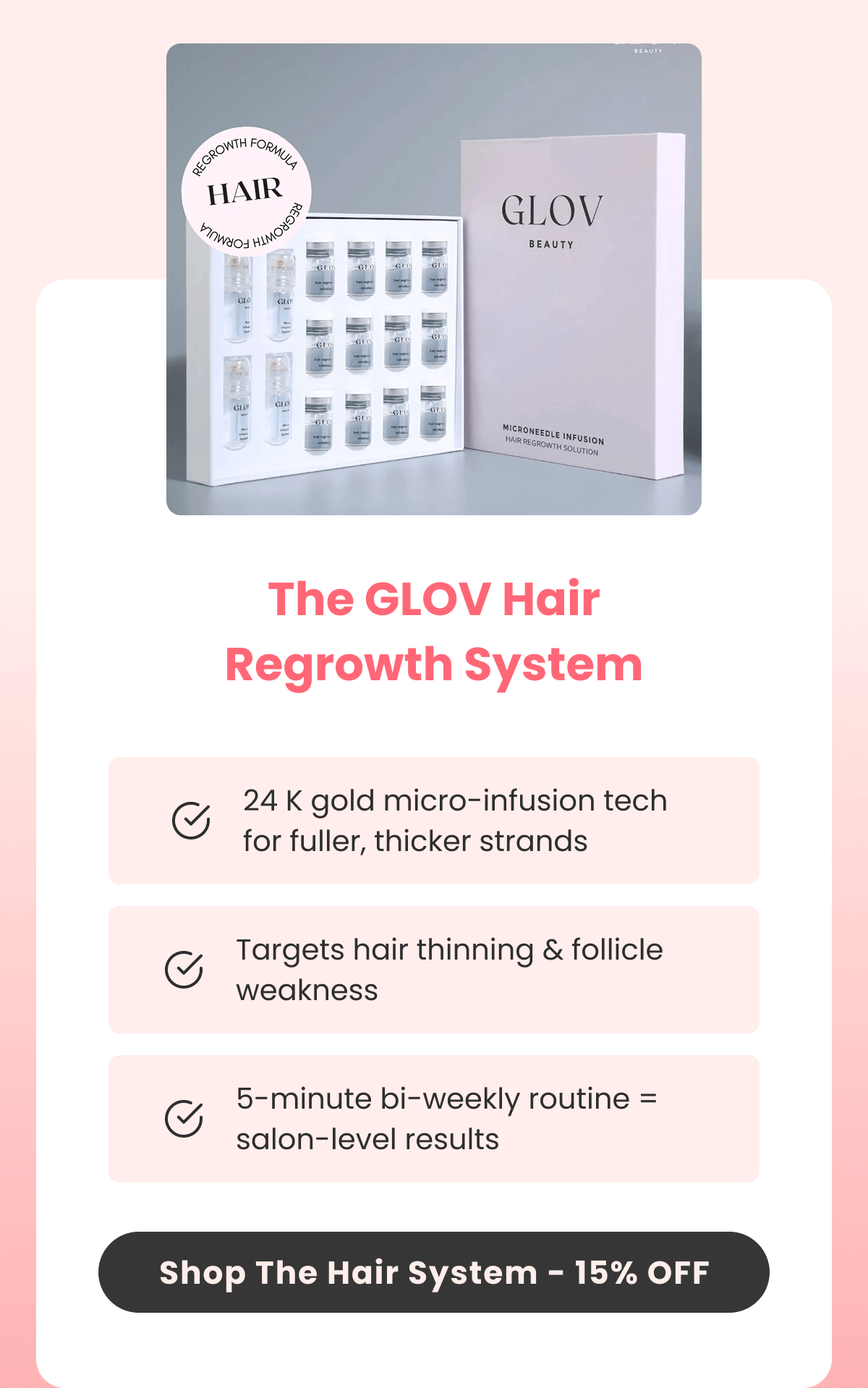 Hair Regrowth System Clinically backed 24K micro-infusion tech reawakens dormant follicles and strengthens from the root. Lightweight, effortless, and dermatologist approved.