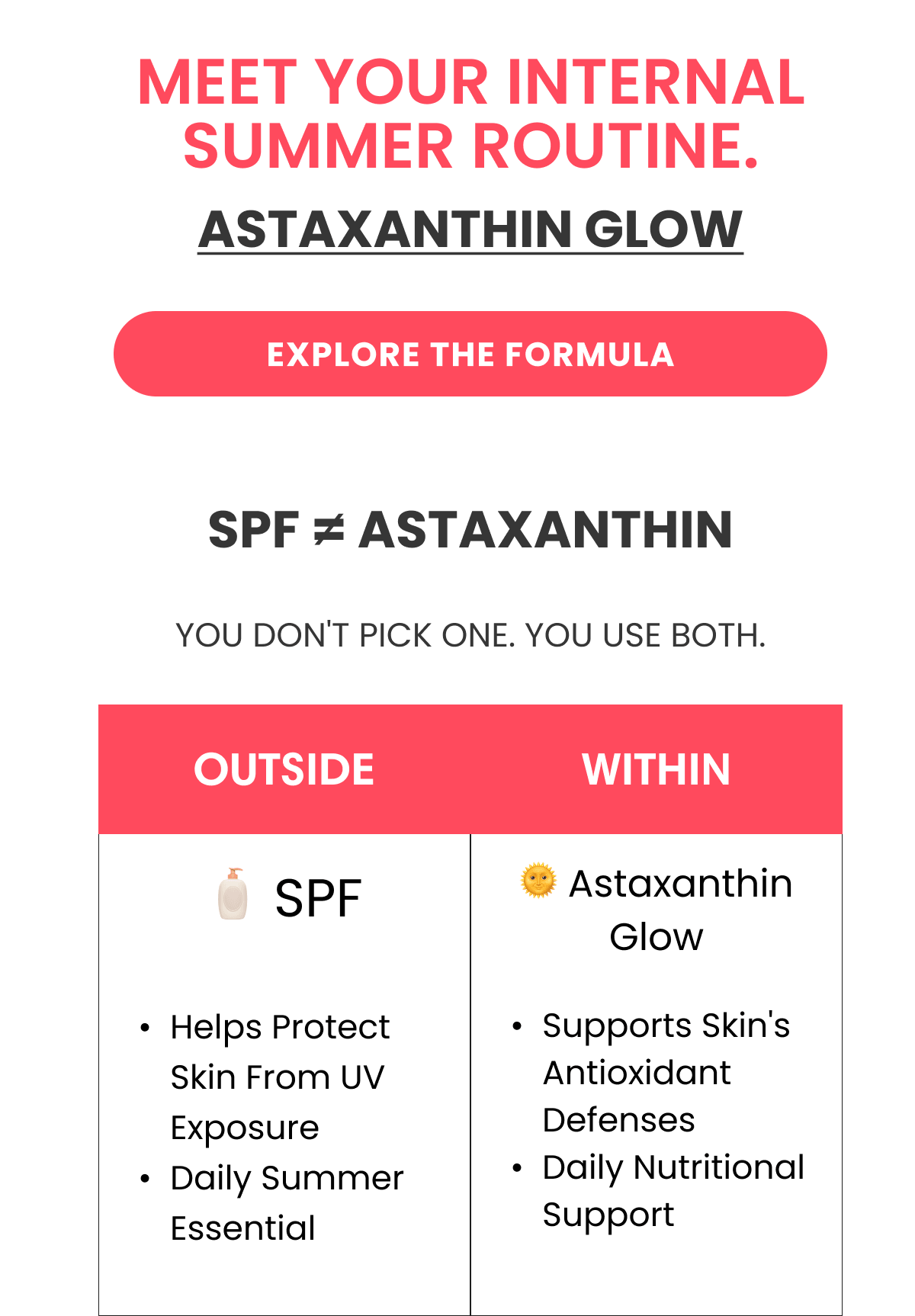 MEET YOUR INTERNAL SUMMER ROUTINE. ASTAXANTHIN GLOW
