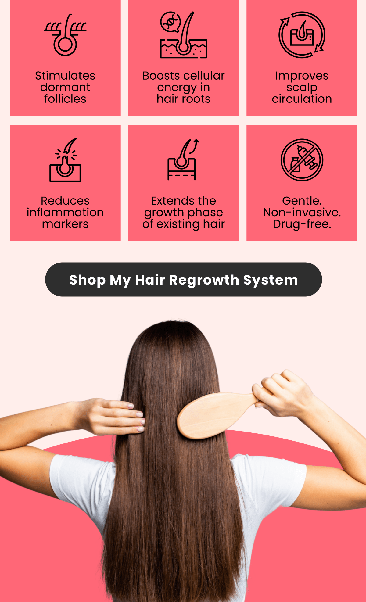 Stimulates dormant follicles Boosts cellular energy in hair roots Improves scalp circulation