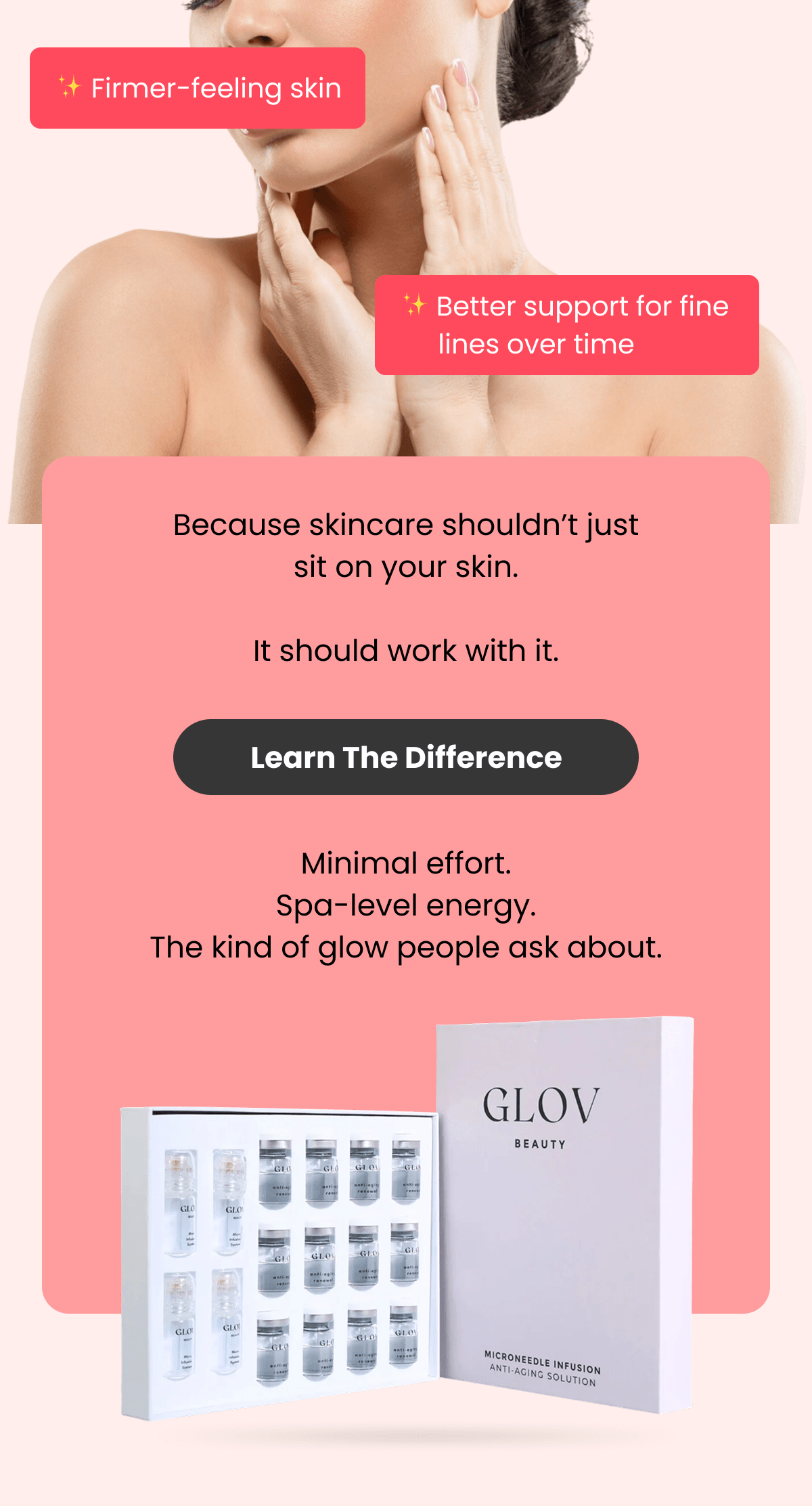 ✨ Smoother-looking texture ✨ More visible glow ✨ Firmer-feeling skin ✨ Better support for fine      lines over time