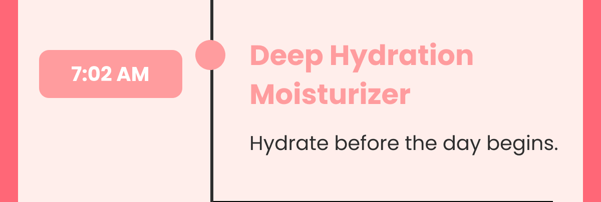 Deep Hydration Moisturizer Hydrate before the day begins.