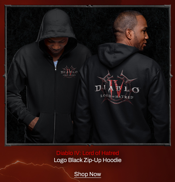 Diablo IV: Lord of Hatred Logo Black Zip-Up Hoodie | Shop Now