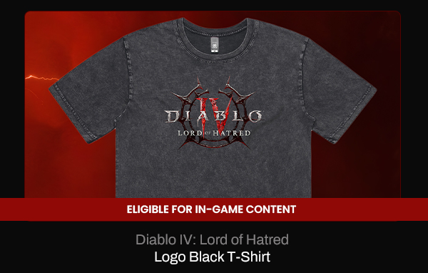 Diablo IV: Lord of Hatred Logo Black T-Shirt | Eligible For In-Game Content