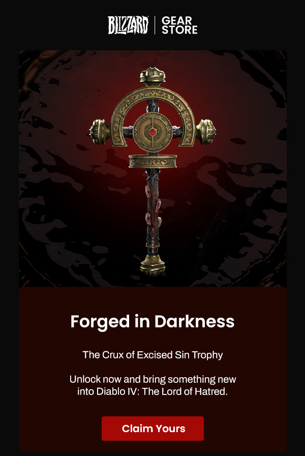 Blizzard Gear Store | The Crux of Excised Sin Trophy | Claim Yours