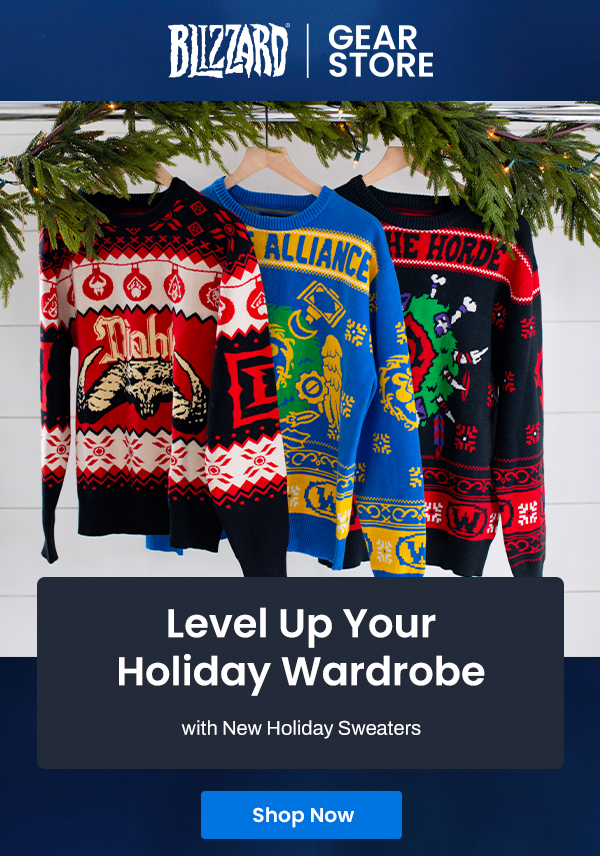 Blizzard Gear Store | Level Up Your Holiday Wardrobe with New Holiday Sweaters | Shop Now