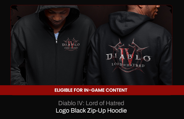 Diablo IV: Lord of Logo Black Zip-Up Hoodie  | Eligible For In-Game Content