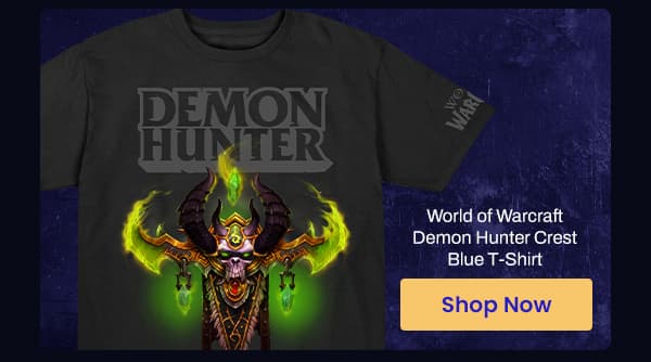 World of Warcraft Demon Hunter Crest Blue T-Shirt | Shop Now