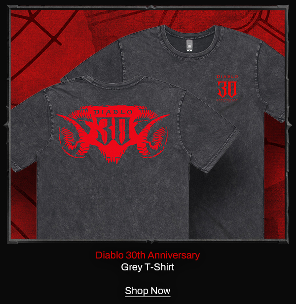 Diablo 30th Anniversary Grey T-Shirt | Shop Now