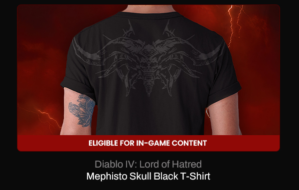 Diablo IV: Lord of Hatred Mephisto Skull Black T-Shirt | Eligible For In-Game Content