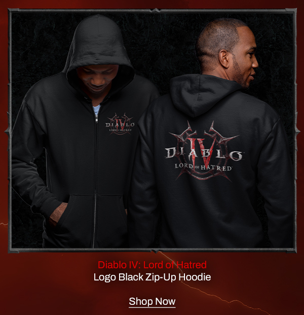 Diablo IV: Lord of Hatred Logo Black Zip-Up Hoodie | Shop Now