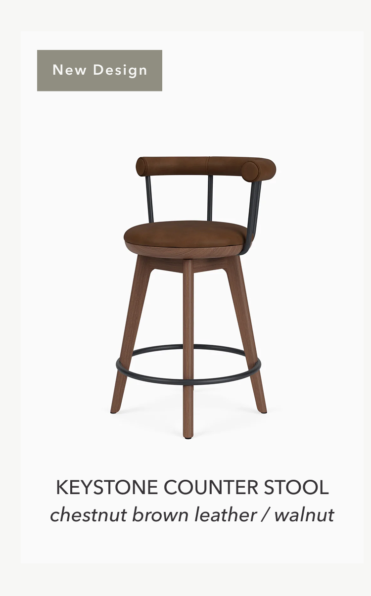 Keystone Swivel Counter Stool in Chestnut Brown Leather / Walnut