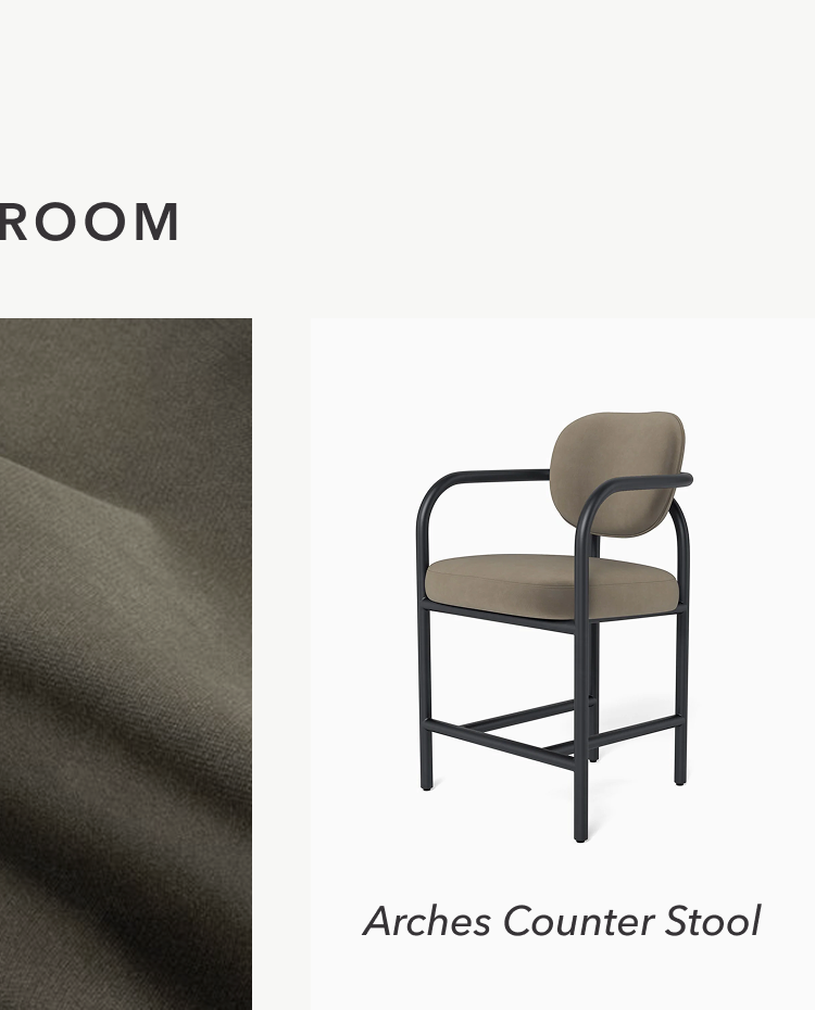 Arches Counter Stool in Mushroom Velvet