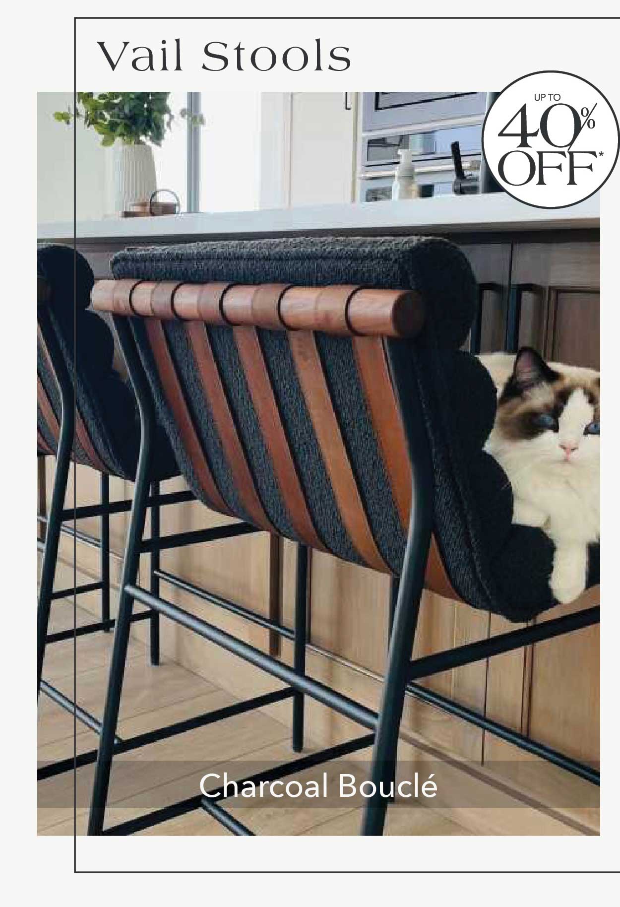 Vail Stool Charcoal Boucle 