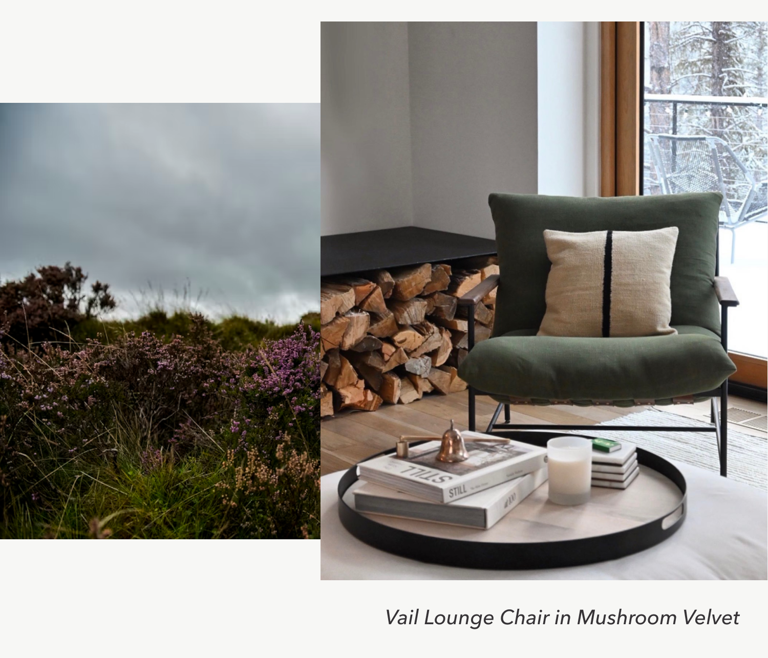 Vail Lounge Chair in Mushroom Velvet