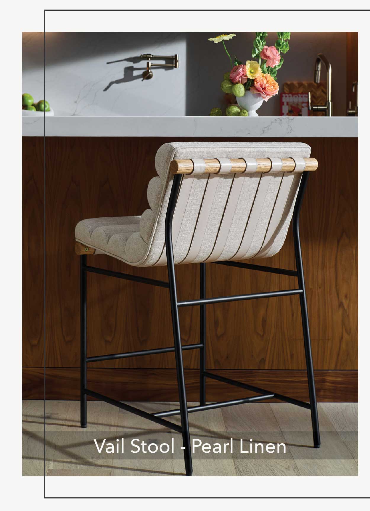 Vail Stool - Pearl Linen