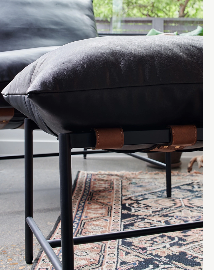 Vail Lounge Chair and Ottoman in Black Leather