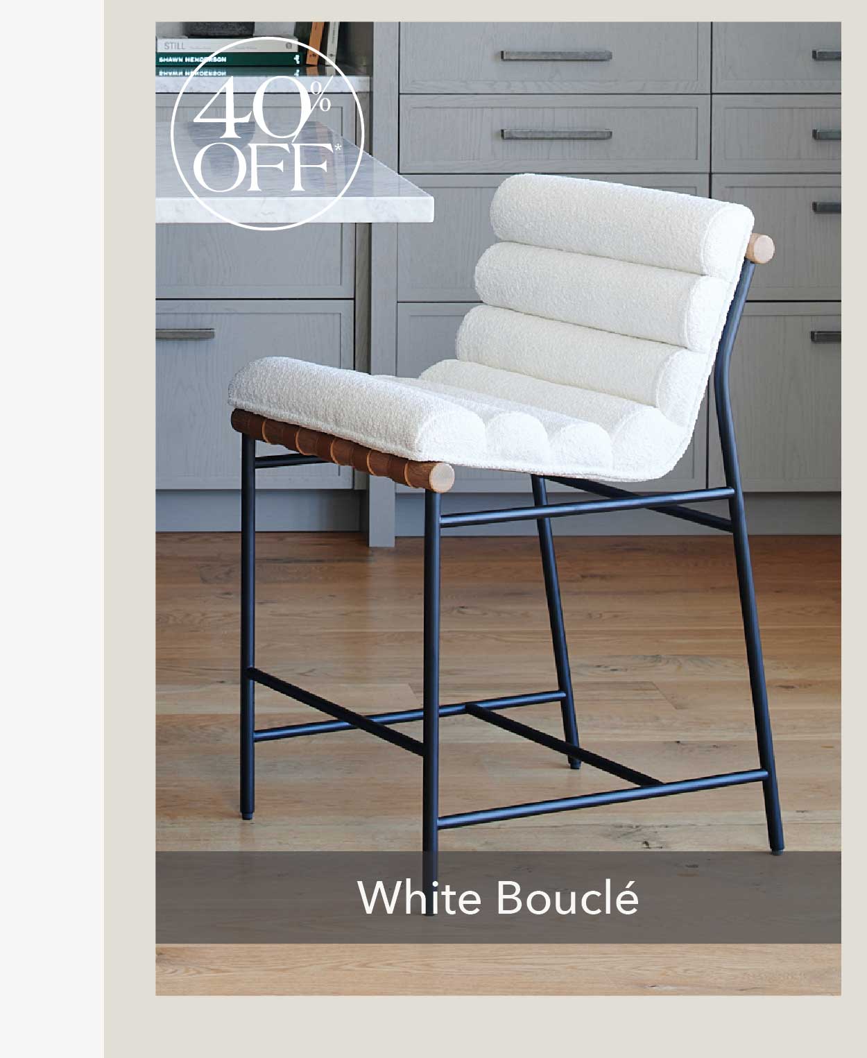 Vail Stool White Boucle 