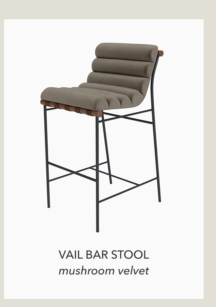Vail Bar Stool in Mushroom Velvet