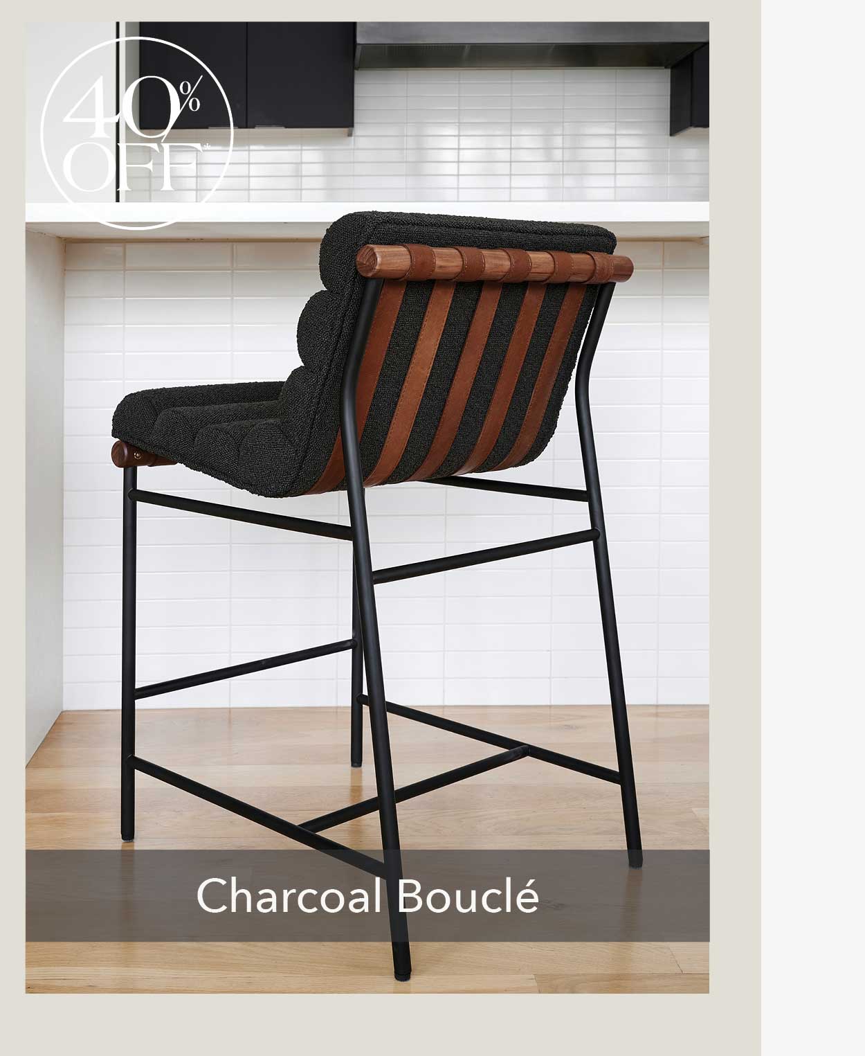 Vail Stool Charcoal Boucle 