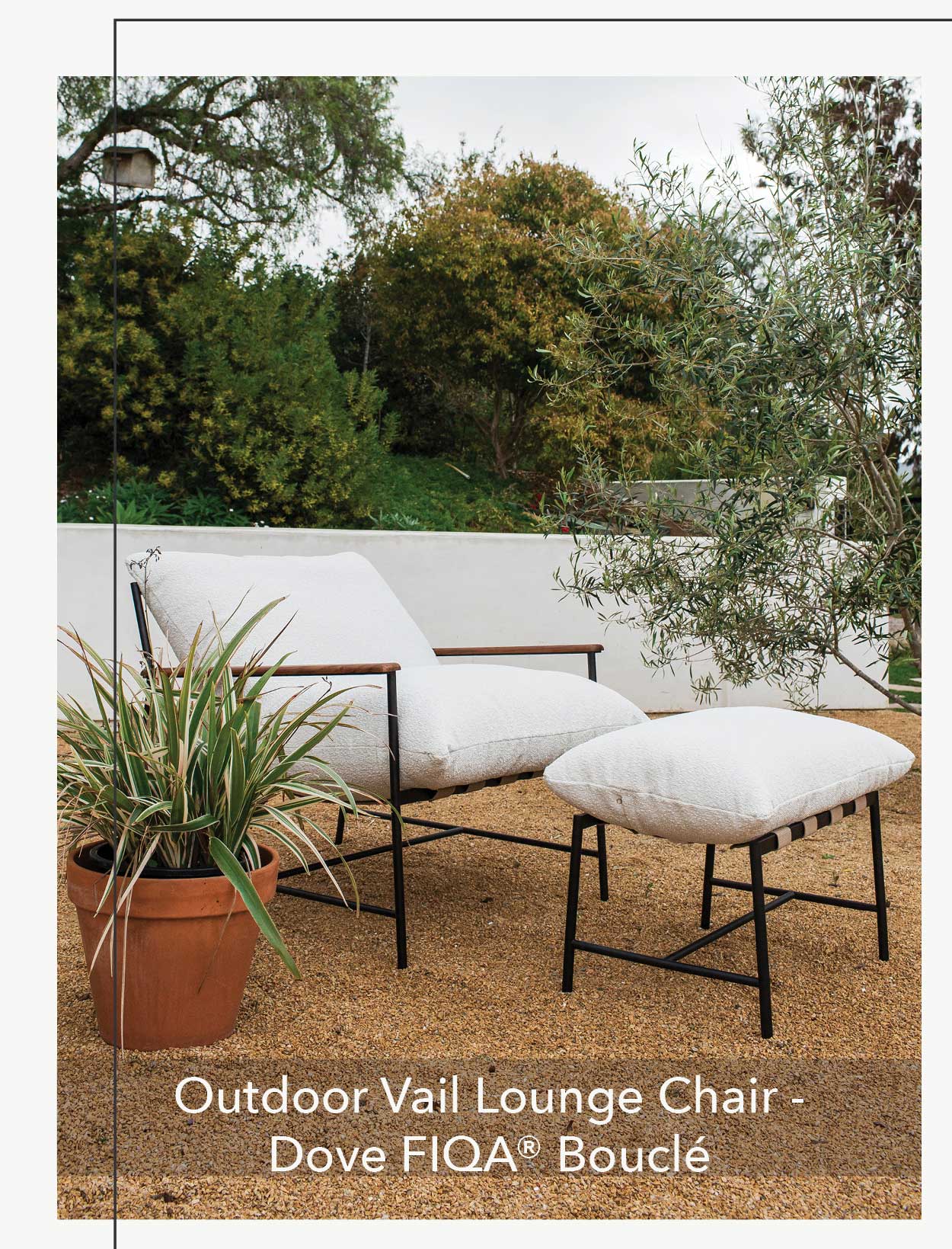 Outdoor Vail Lounge Chair Dove FIQA Boucle 