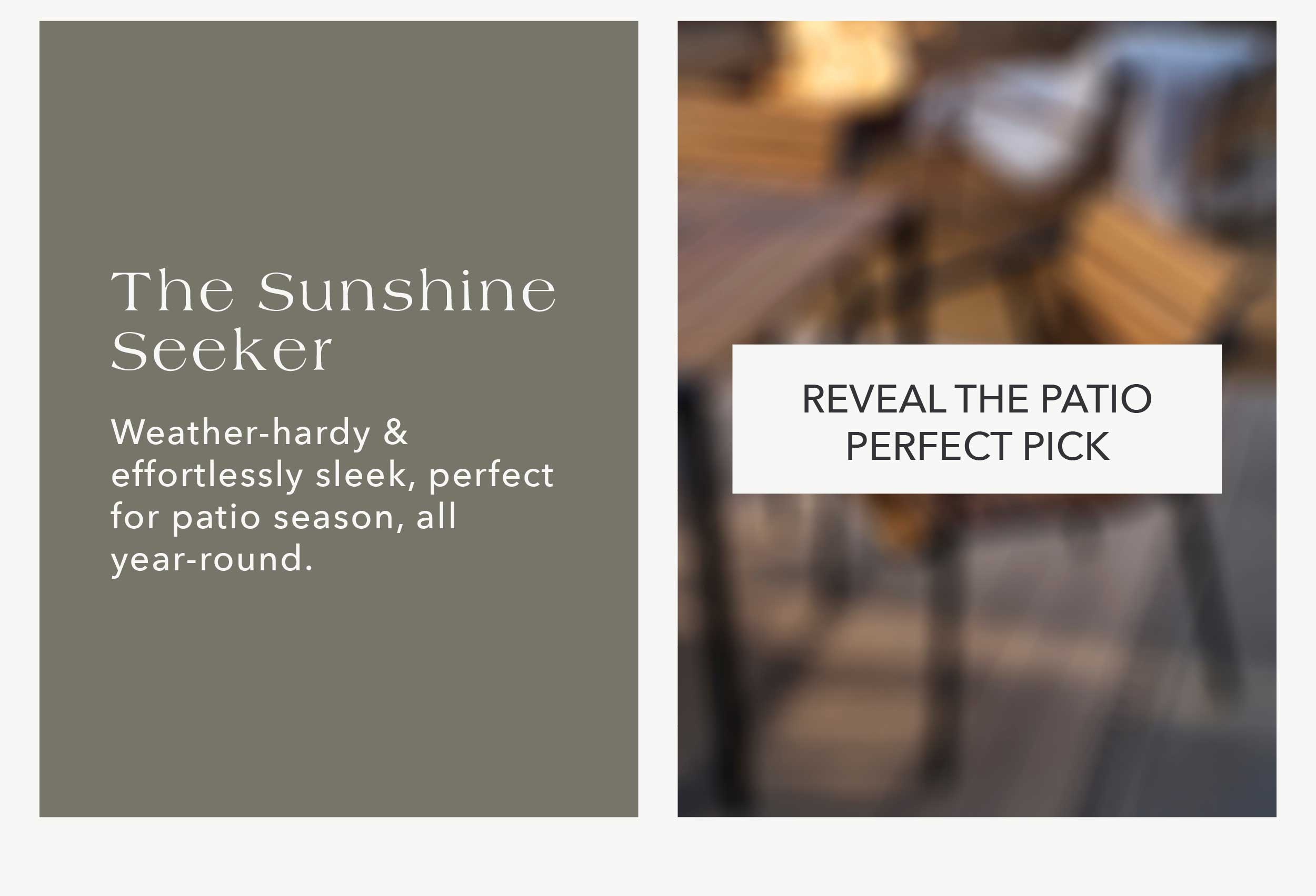 The Sunshine Seeker Weather-hardy & effortlessly sleek, perfect for patio season, all year-round.  Outdoor Strata Dining Chair 