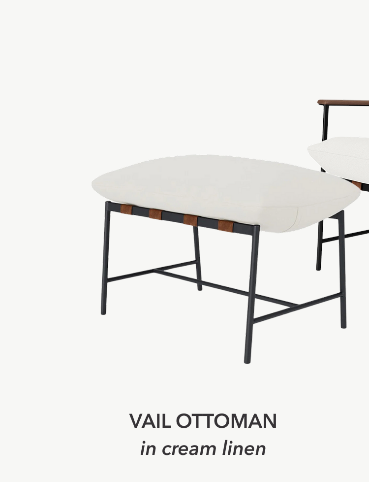 Vail Ottoman in Cream Linen