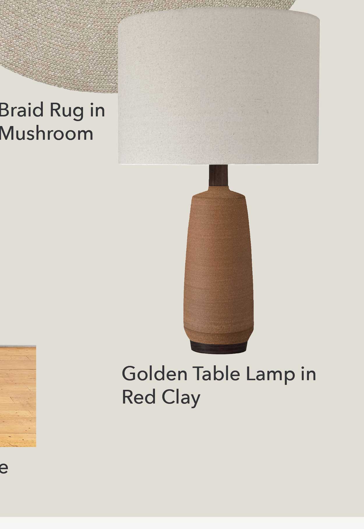 Golden Table Lamp in Red Clay 