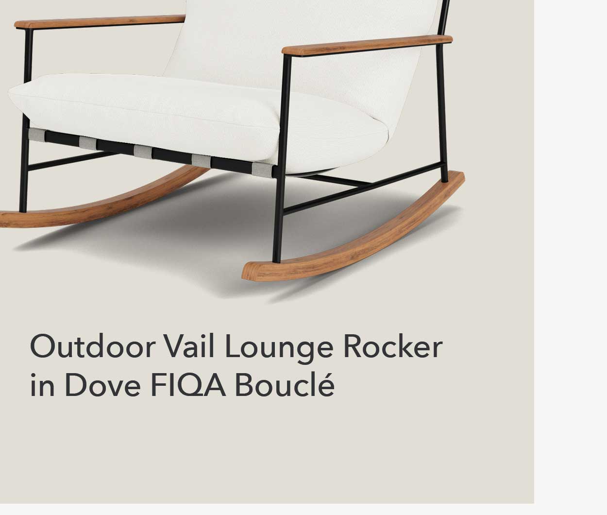 Outdoor Vail Lounge Rocker in Dove FIQA Boucle 