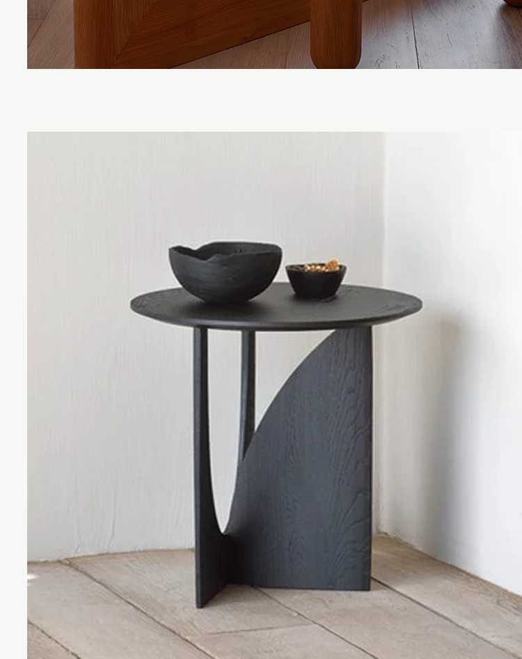 Geometric Side Table in Black Oak
