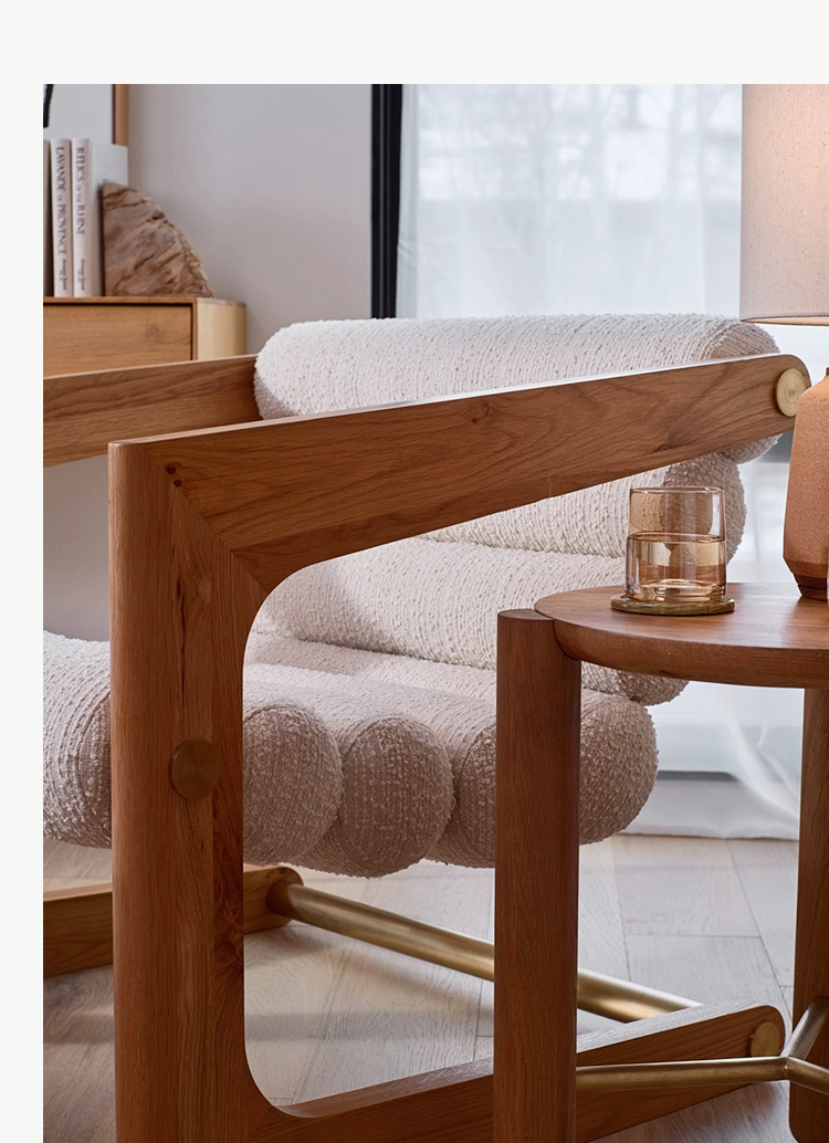 Durango Lounge Chair in White Oak and Mist Boucle