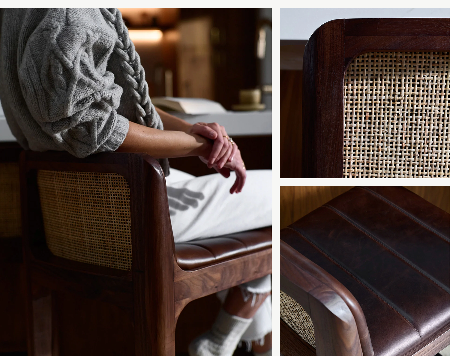 Canyon Counter Stool — Maple Leather Seat / Walnut Frame