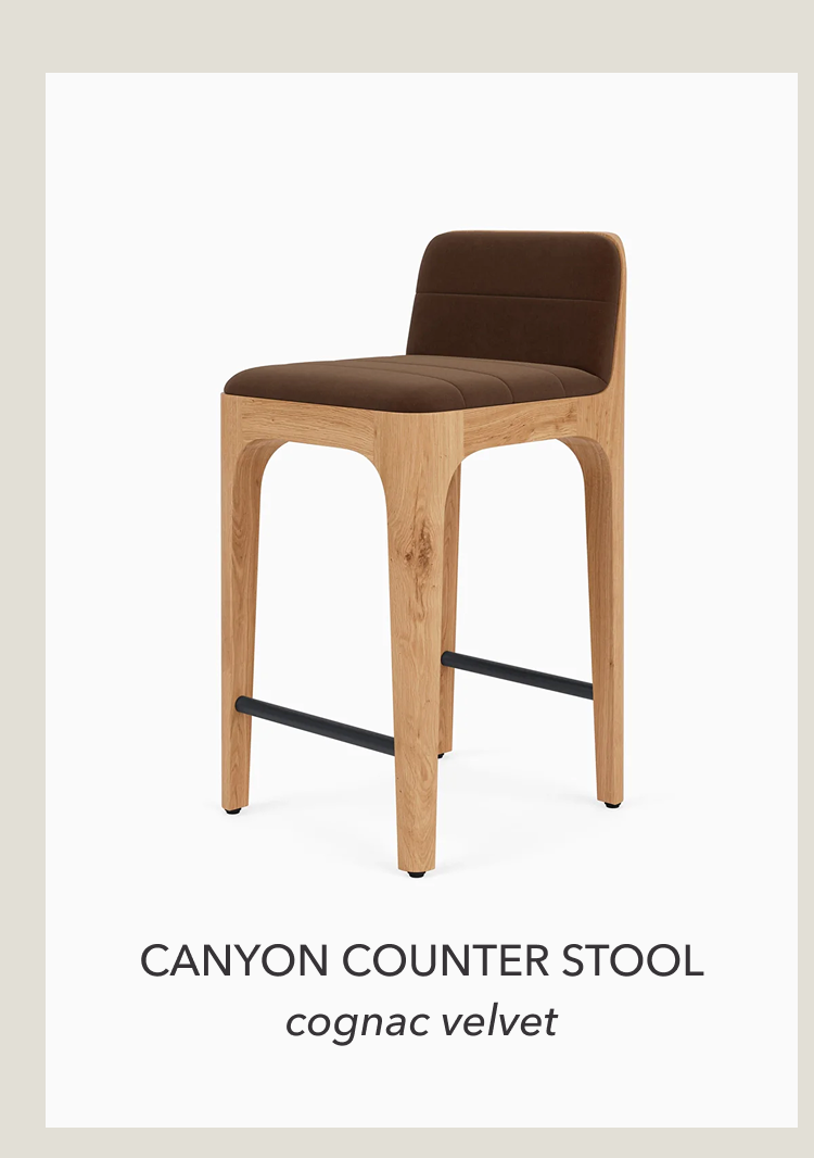 Canyon Counter Stool in Cognac Velvet