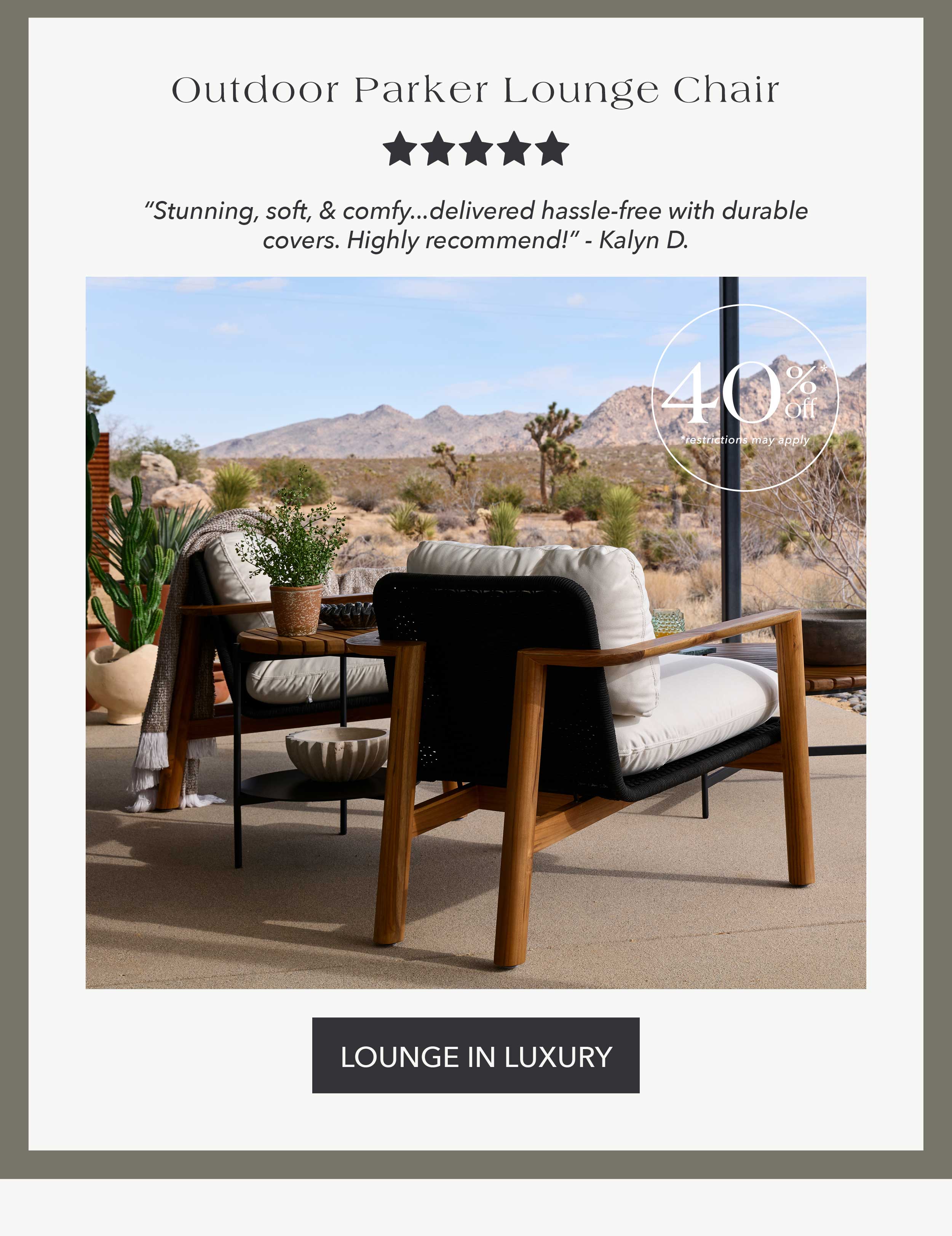 Outdoor Parker Lounge Chair (40% off) 