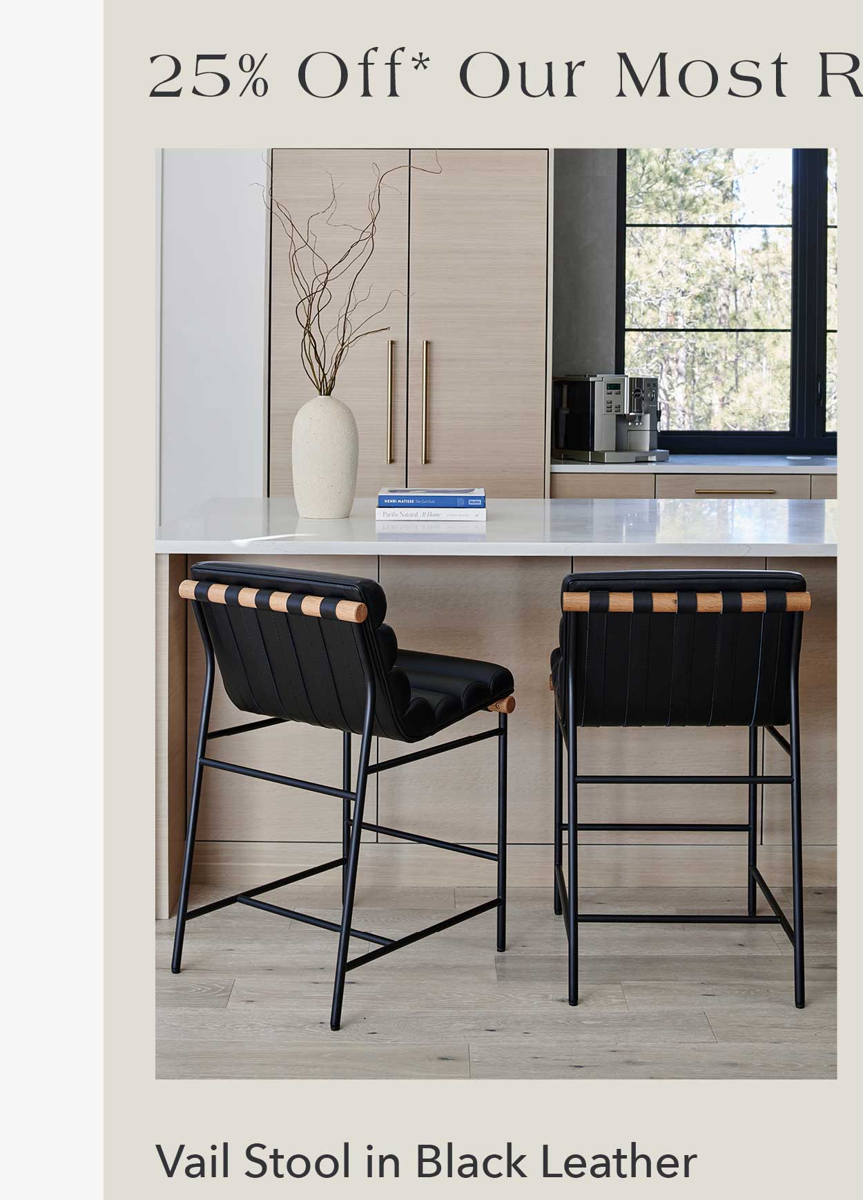 Vail Stool in Black Leather