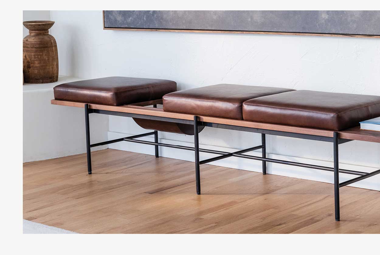 Aspen Bench in Maple Leather