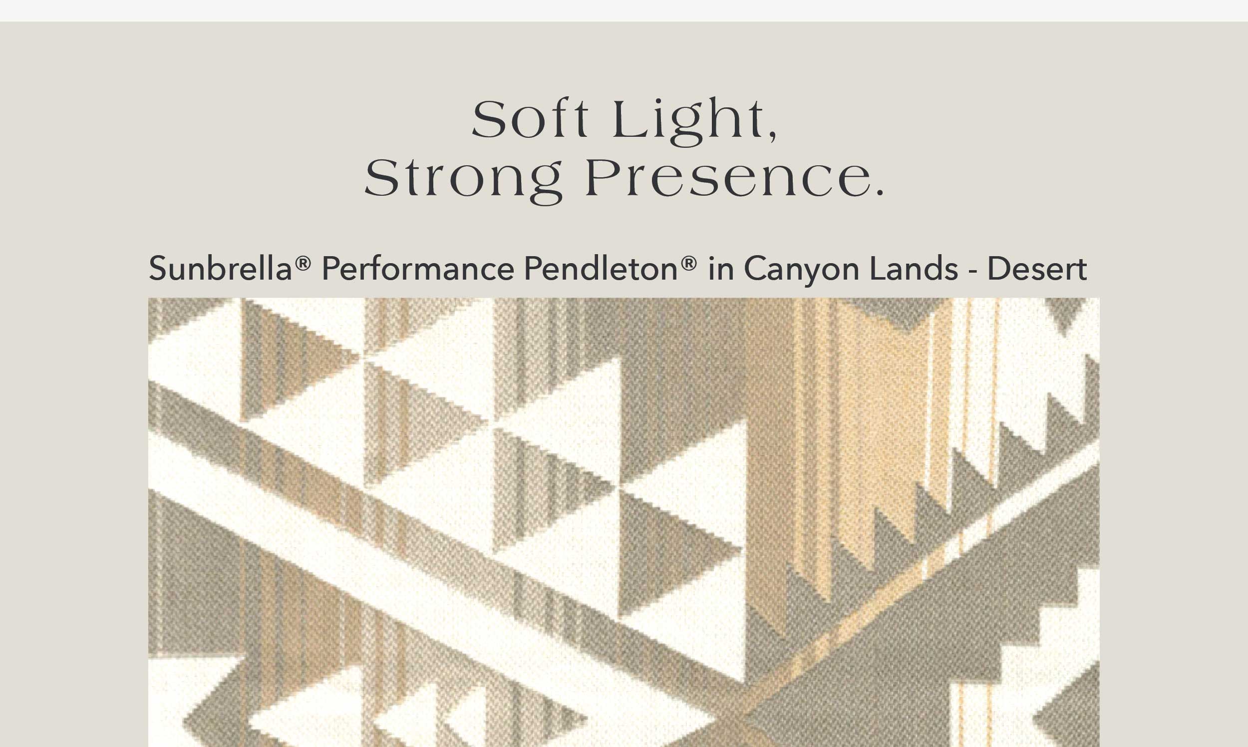 Soft light, strong presence. Sunbrella® Performance Pendleton® Canyon Lands - Desert 