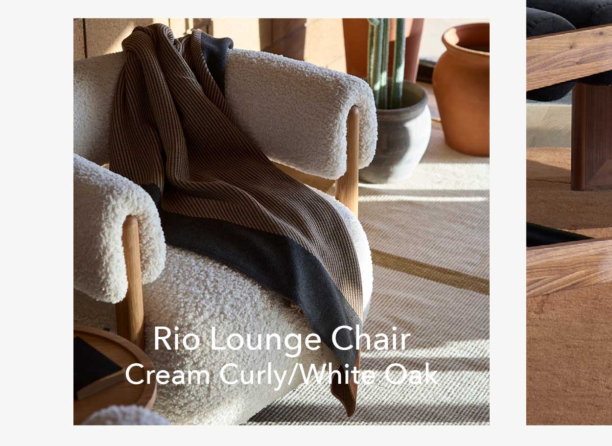 Rio Lounge Chair in Cream Curly/White Oak