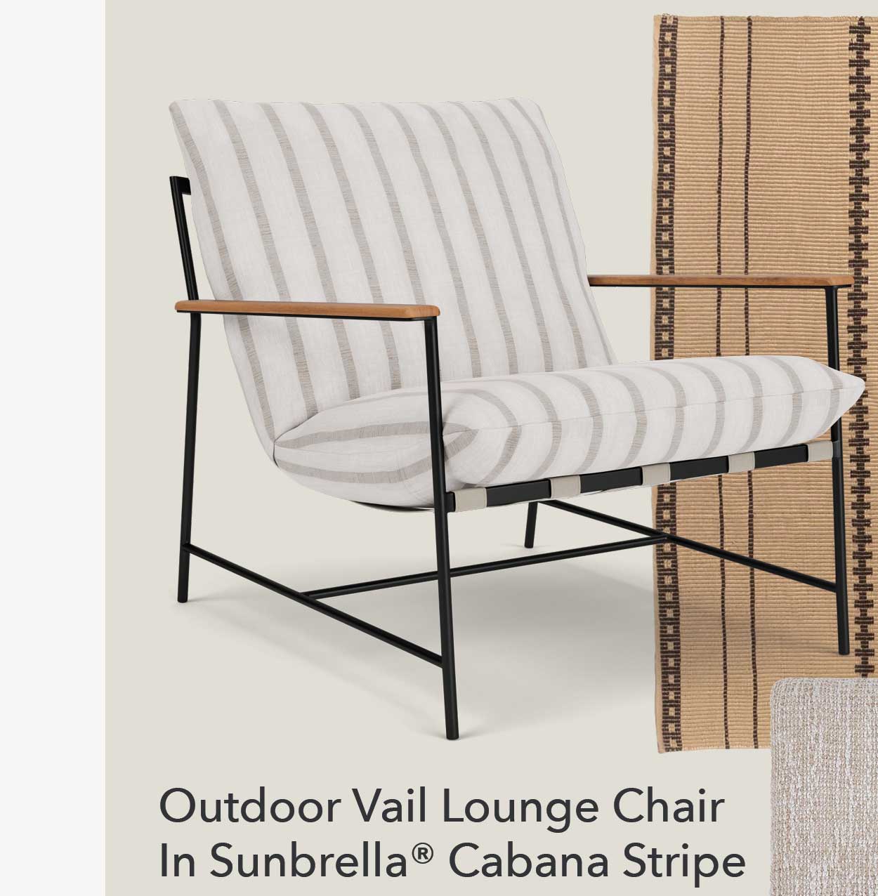 Outdoor Vail Lounge Chair in Sunbrella Cabana Stripe 
