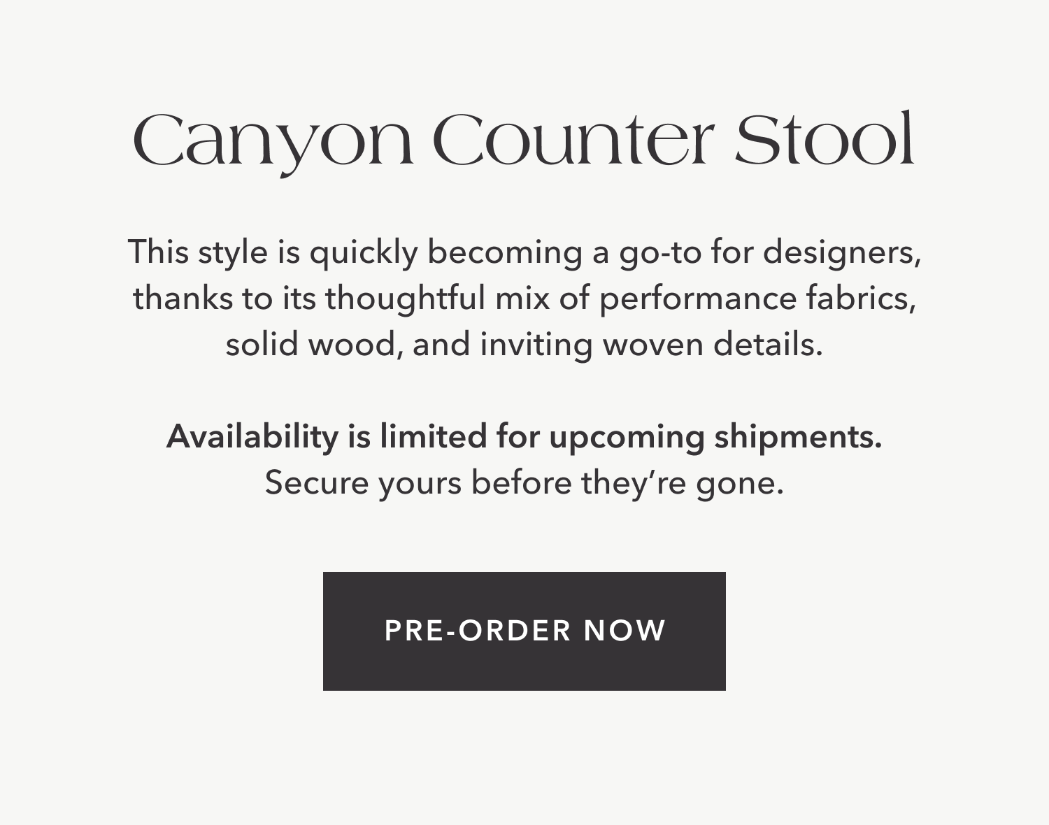 This is quickly becoming designers' favorite with performance fabrics, solid wood, and wicker that's incredibly comfortable and stylish.  Our next shipments are already selling out fast so act now before they're gone.