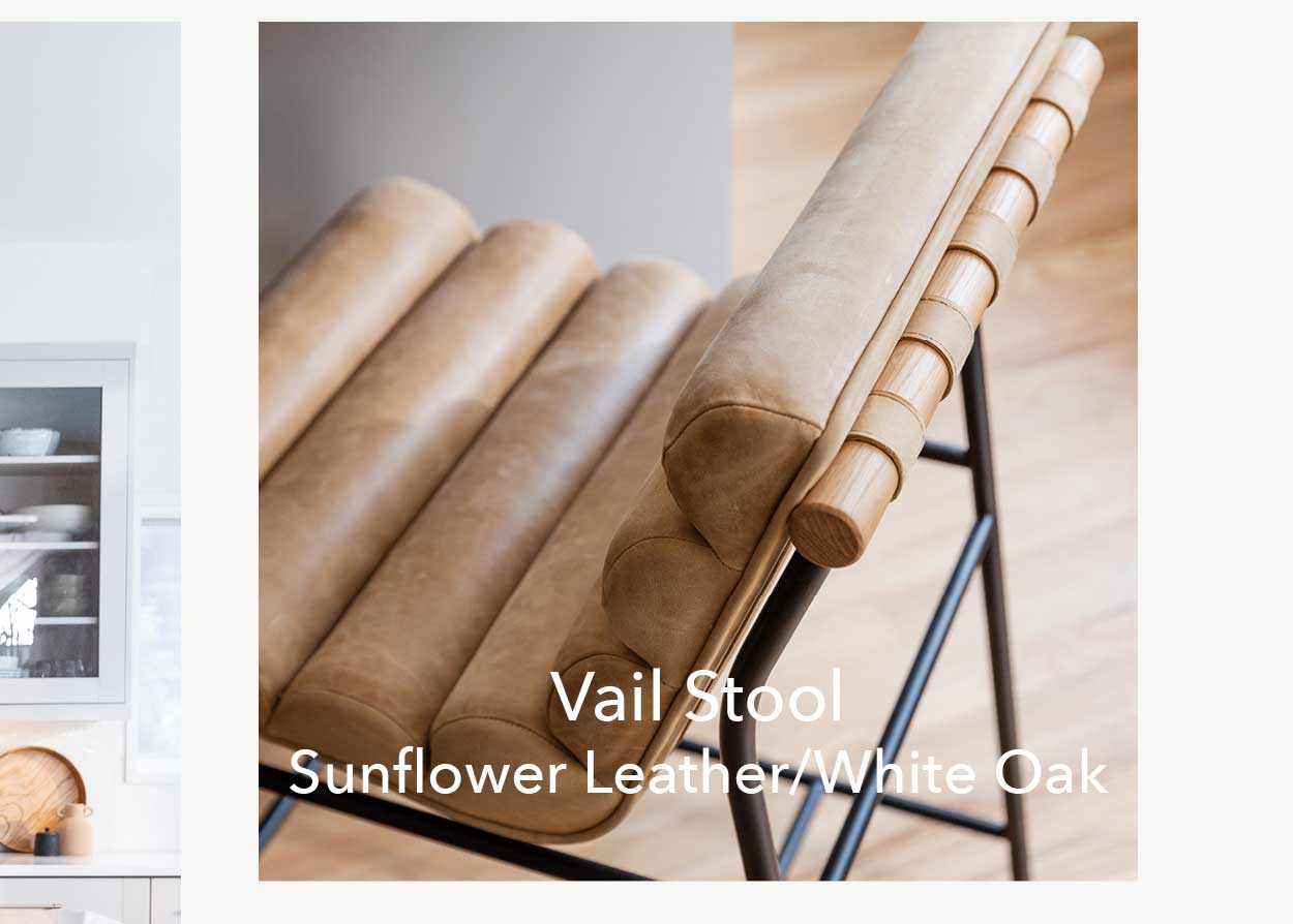 Vail Stool in Sunflower Leather and White Oak